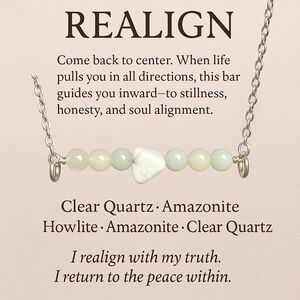 Realign Vibe Bar Necklace Clear Quartz Amazonite Howlite Intention Jewelry